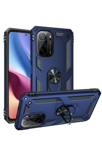 Xiaomi Poco F3 Kılıf Sofya Yüzüklü Silikon Kapak - Lacivert