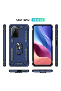 Xiaomi Poco F3 Kılıf Sofya Yüzüklü Silikon Kapak - Lacivert