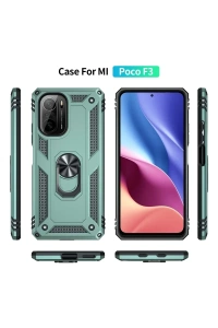 Xiaomi Poco F3 Kılıf Sofya Yüzüklü Silikon Kapak - Yeşil