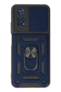 Xiaomi Poco M4 Pro 4G Kılıf Pars Lens Yüzüklü Silikon - Lacivert