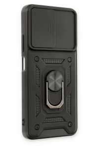 Xiaomi Poco M4 Pro 5G Kılıf Pars Lens Yüzüklü Silikon - Siyah