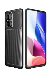 Xiaomi Poco M5 Kılıf Auto Focus Karbon Kapak - Siyah