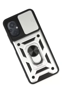 Xiaomi Poco M5 Kılıf Pars Lens Yüzüklü Silikon - Gümüş