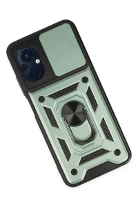 Xiaomi Poco M5 Kılıf Pars Lens Yüzüklü Silikon - Yeşil