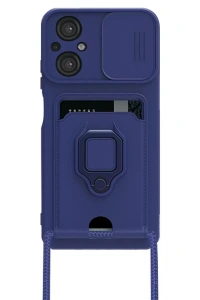 Xiaomi Poco M5 Kılıf Zuma Kartvizitli Yüzüklü Silikon - Lacivert