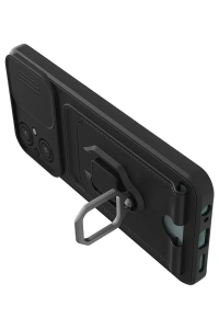 Xiaomi Poco M5 Kılıf Zuma Kartvizitli Yüzüklü Silikon - Siyah