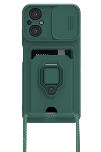 Xiaomi Poco M5 Kılıf Zuma Kartvizitli Yüzüklü Silikon - Yeşil