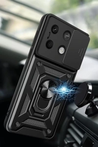 Xiaomi Poco M6 Pro 4G Kılıf Pars Lens Yüzüklü Silikon - Yeşil