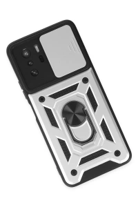 Xiaomi Poco X3 GT Kılıf Pars Lens Yüzüklü Silikon - Gümüş