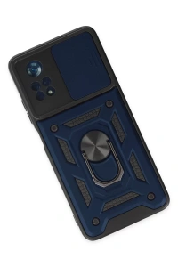 Xiaomi Poco X4 Pro 5G Kılıf Pars Lens Yüzüklü Silikon - Lacivert