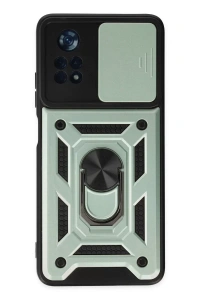 Xiaomi Poco X4 Pro 5G Kılıf Pars Lens Yüzüklü Silikon - Yeşil