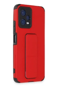 Xiaomi Poco X5 5G Kılıf Mega Standlı Silikon - Kırmızı