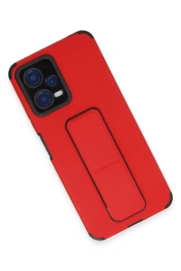 Xiaomi Poco X5 5G Kılıf Mega Standlı Silikon - Kırmızı