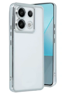 Xiaomi Poco X6 Kılıf Lensli Silikon - Gümüş