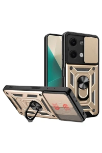 Xiaomi Poco X6 Kılıf Pars Lens Yüzüklü Silikon - Gold