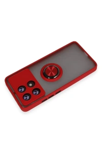 Xiaomi Poco X6 Pro Kılıf Montreal Yüzüklü Silikon Kapak - Kırmızı
