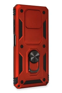 Xiaomi Pocophone X3 Kılıf Pars Lens Yüzüklü Silikon - Kırmızı