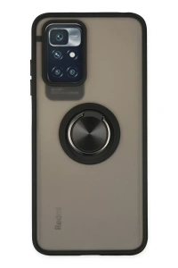 Xiaomi Redmi 10 2022 Kılıf Montreal Yüzüklü Silikon Kapak - Siyah
