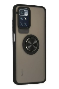 Xiaomi Redmi 10 2022 Kılıf Montreal Yüzüklü Silikon Kapak - Siyah
