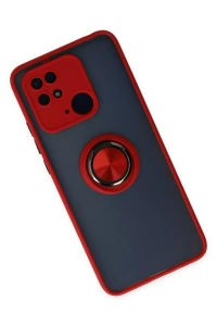 Xiaomi Redmi 10C Kılıf Montreal Yüzüklü Silikon Kapak - Kırmızı