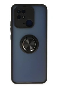 Xiaomi Redmi 10C Kılıf Montreal Yüzüklü Silikon Kapak - Siyah
