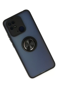 Xiaomi Redmi 10C Kılıf Montreal Yüzüklü Silikon Kapak - Siyah