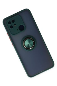 Xiaomi Redmi 10C Kılıf Montreal Yüzüklü Silikon Kapak - Yeşil