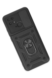 Xiaomi Redmi 10C Kılıf Pars Lens Yüzüklü Silikon - Siyah