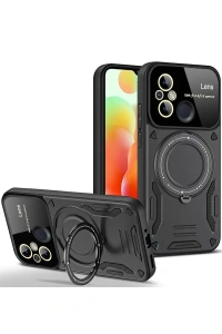 Xiaomi Redmi 12C Kılıf Joy Lens Standlı Kapak - Siyah