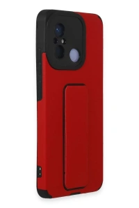 Xiaomi Redmi 12C Kılıf Mega Standlı Silikon - Kırmızı