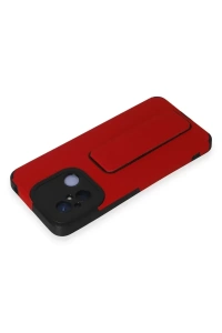 Xiaomi Redmi 12C Kılıf Mega Standlı Silikon - Kırmızı