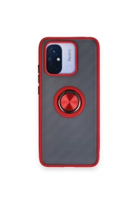 Xiaomi Redmi 12C Kılıf Montreal Yüzüklü Silikon Kapak - Kırmızı