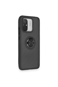 Xiaomi Redmi 12C Kılıf Montreal Yüzüklü Silikon Kapak - Siyah