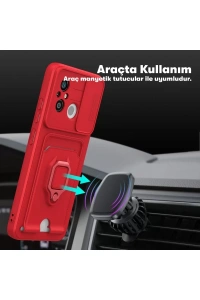 Xiaomi Redmi 12C Kılıf Zuma Kartvizitli Yüzüklü Silikon - Siyah