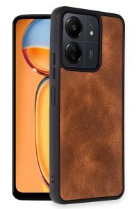 Xiaomi Redmi 13C Kılıf Aras Deri Kapak - Taba
