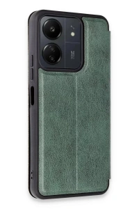 Xiaomi Redmi 13C Kılıf Flip Cover - Koyu Yeşil