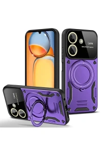 Xiaomi Redmi 13C Kılıf Joy Lens Standlı Kapak - Mor
