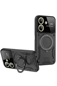 Xiaomi Redmi 13C Kılıf Joy Lens Standlı Kapak - Siyah