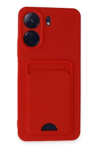 Xiaomi Redmi 13C Kılıf Kelvin Kartvizitli Silikon - Kırmızı