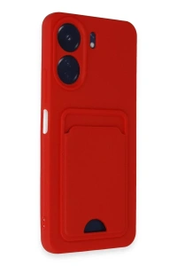 Xiaomi Redmi 13C Kılıf Kelvin Kartvizitli Silikon - Kırmızı