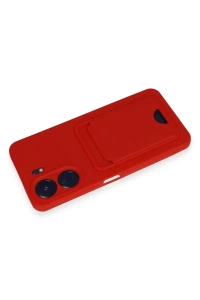 Xiaomi Redmi 13C Kılıf Kelvin Kartvizitli Silikon - Kırmızı