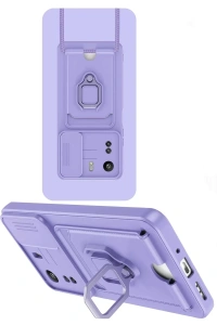 Xiaomi Redmi 13C Kılıf Zuma Kartvizitli Yüzüklü Silikon - Lila