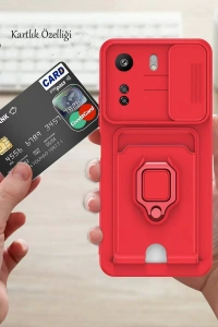 Xiaomi Redmi 13C Kılıf Zuma Kartvizitli Yüzüklü Silikon - Siyah