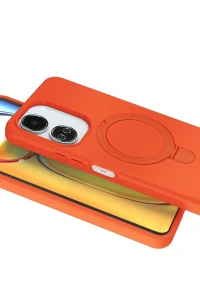 Xiaomi Redmi 13C Regal Magsafe Standlı Kapak - Turuncu
