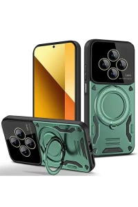 Xiaomi Redmi 14C Kılıf Joy Lens Standlı Kapak - Koyu Yeşil