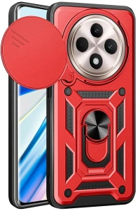 Xiaomi Redmi 14C Kılıf Pars Lens Yüzüklü Silikon - Kırmızı