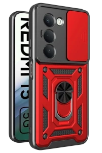 Xiaomi Redmi 15 4G Pars Lens Yüzüklü Silikon - Kırmızı