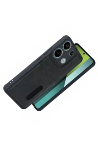 Xiaomi Redmi 15C 4G Sara Kartvizitli Deri Kılıf - Siyah