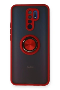 Xiaomi Redmi 9 Kılıf Montreal Yüzüklü Silikon Kapak - Kırmızı