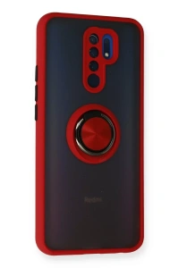 Xiaomi Redmi 9 Kılıf Montreal Yüzüklü Silikon Kapak - Kırmızı